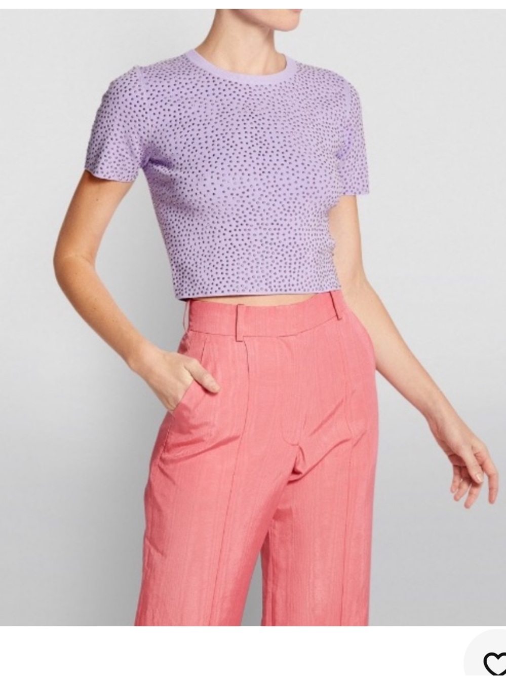 Alice + Olivia Lavender Crystal-Embellished Crop Top